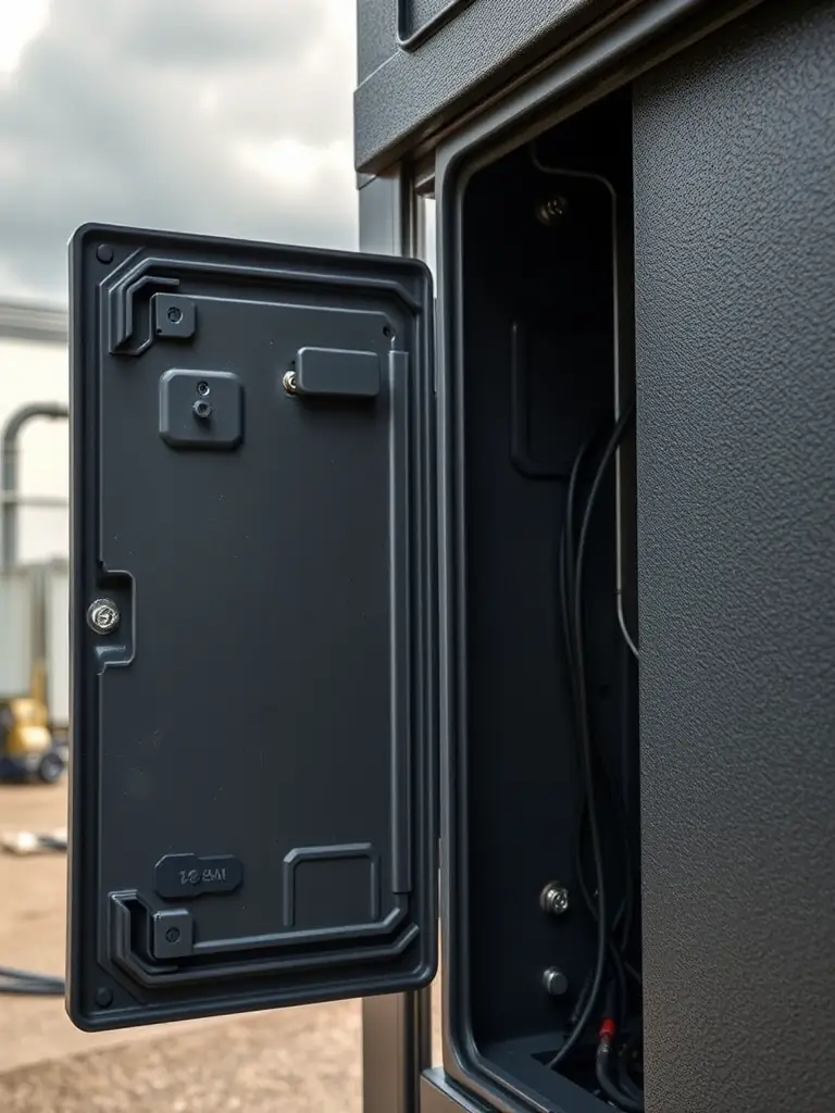 A picture of the RadioVault being used in a construction site, highlighting its ruggedness and ability to withstand harsh conditions.