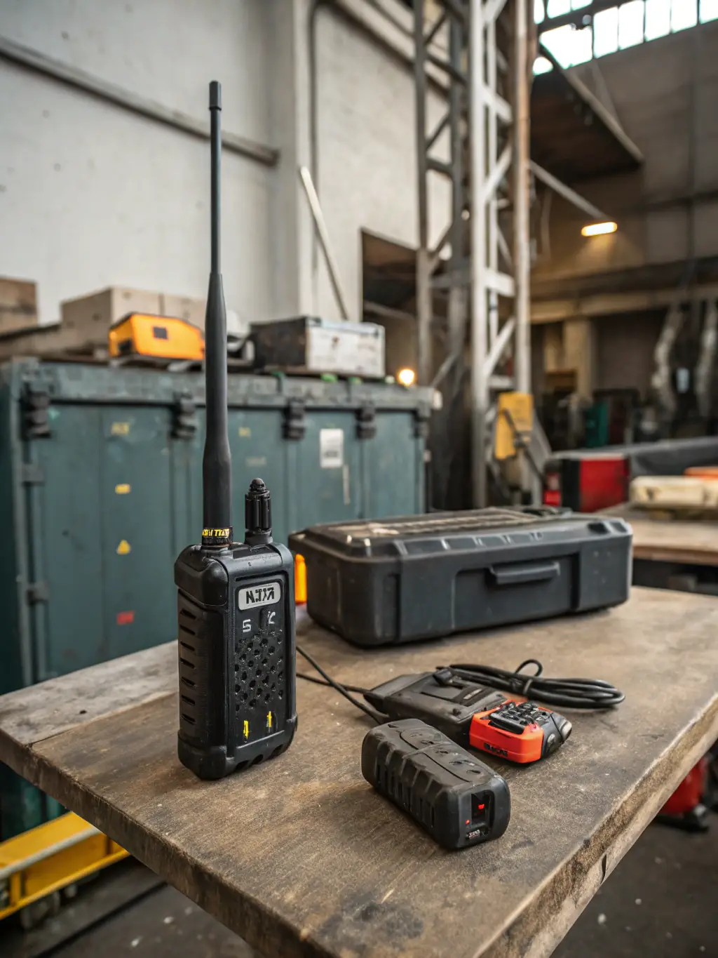 An image of the RadioVault with a Motorola two-way radio inside, clearly showing the transparent front panel and how it allows for easy channel checks without unlocking.